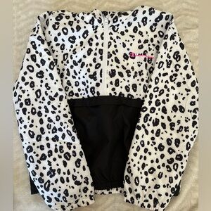Champion Leopard Print Youth Girls Windbreaker half zip with hood